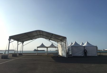Cruise ship clearance tent
